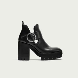 ZARA Trafuluc Black Chunky Ankle Boots